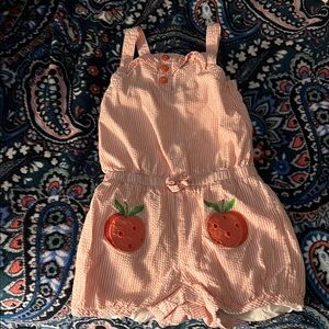 Striped Peach Romper lined
